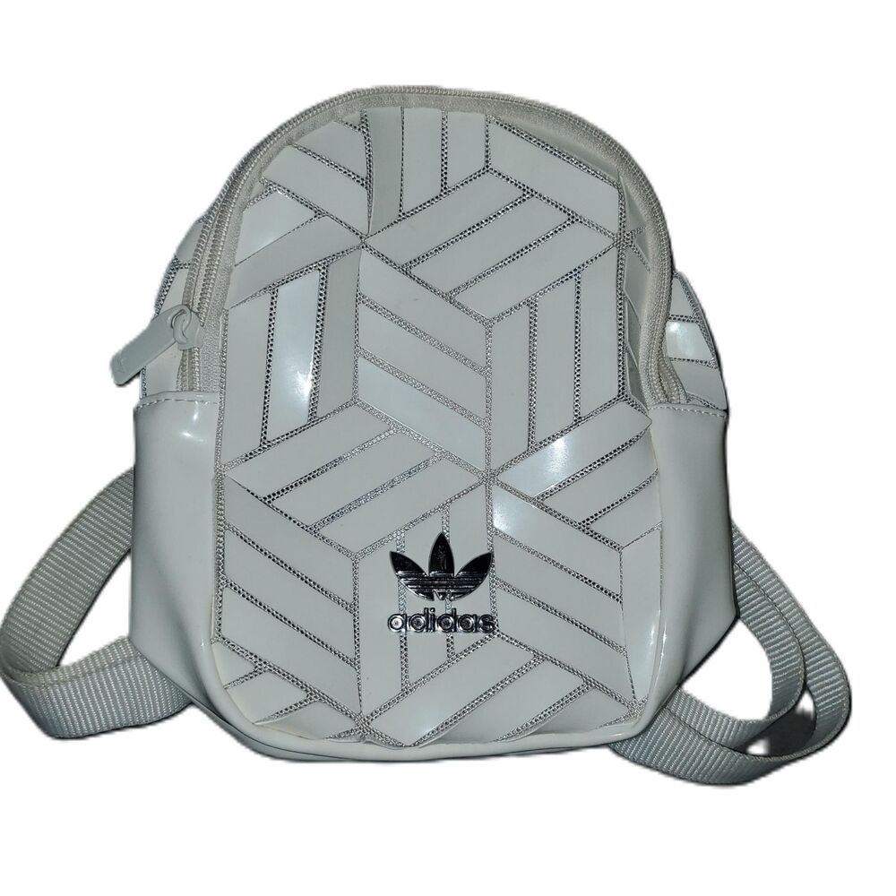 Adidas Originals Mini 3D Backpack Geometric Pattern With Logo White
